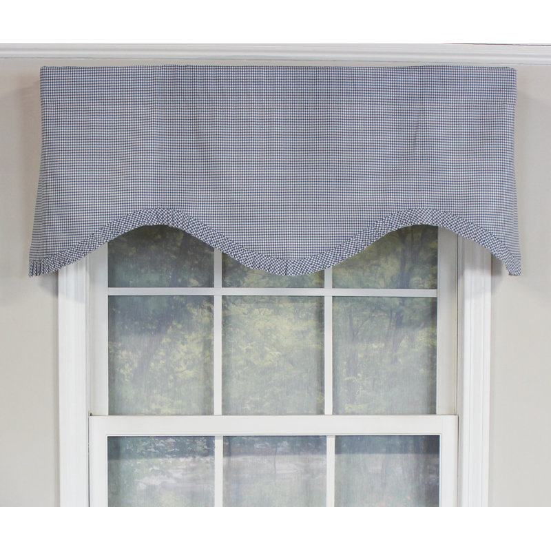 East Urban Home Gingham Cotton Scalloped 50'' W Window Valance in Wayfair